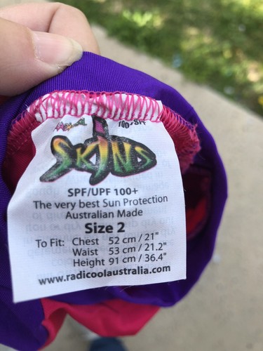 NWT Radicool Skins Rashguard Childs Size 2 Pink Purple 100 SPF