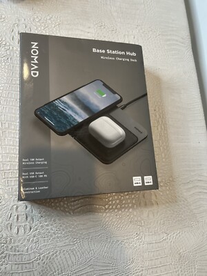 NEW Nomad Base Station Hub Edition Qi Wireless Charging Station - Black Leather