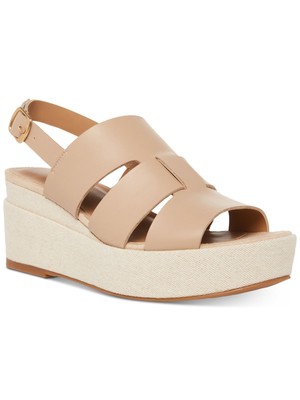 AQUA COLLEGE Womens Beige 1 Platform Nadi Wedge Slingback Sandal 8.5