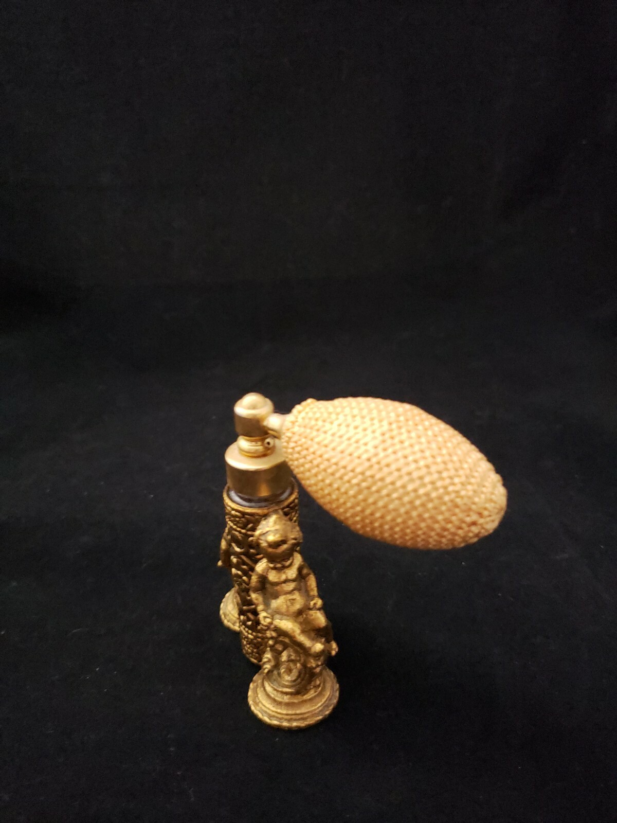 Vintage GLOBE Atomizer Ormolu Double Cherub Perfume Bottle 24K Gold Plated 1930s