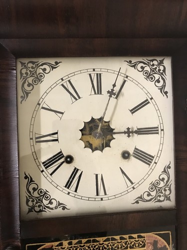 AMAZING 1860s ANTIQUE WATERBURY NY WEIGHT DRIVEN OG OGEE WALL CLOCK 26” Works RP