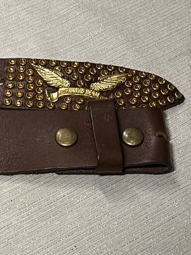Pre-owned Handmade Robins Jean, Hand Made Leather Belt W/ Gold Swarovski 100% Hand Made In Italy