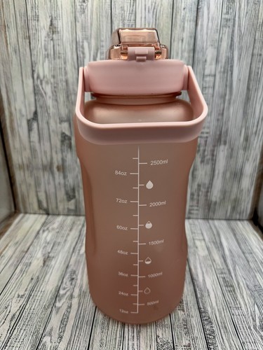 96 Oz Pink Sports Motivational Drinking Water Bottle With Time Marker  BPA Free