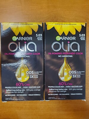 2 Boxes: Garnier Olia Brilliant Hair Color *#5.03 Medium Neutral Brown* R7P5b