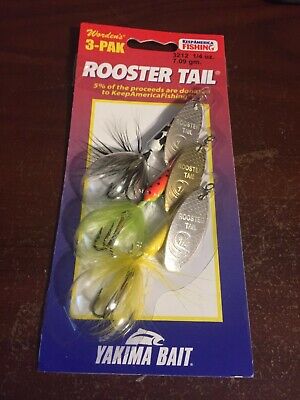 Yakima Bait Wordens Rooster Tail Spinner Lure 1//2 Oz Chrome Whitetail 214-CHWT