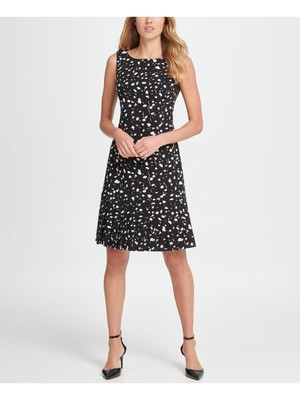 

DKNY Женское черное платье в горошек без рукавов выше колена + расклешенное платье, Черный