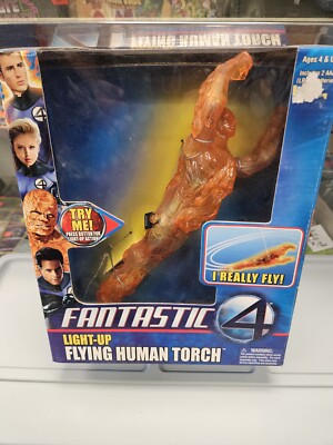 Fantastic 4 Flying Human Torch Light-Up Action Figure Toy Biz 2005  Chris Evans