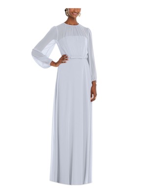 

DESSY COLLECTION Женское светло-голубое вечернее платье с бантом на подкладке и длинными рукавами, Light blue
