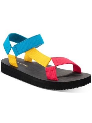 Женские черные удобные босоножки на платформе с круглым носком и ремешком-стропой SUN STONE 6 М