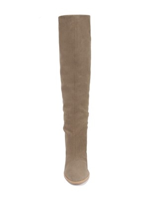 Pre-owned Vince . Womens Flint Gray Casper Round Toe Stacked Heel Leather Slouch Boot 7 M