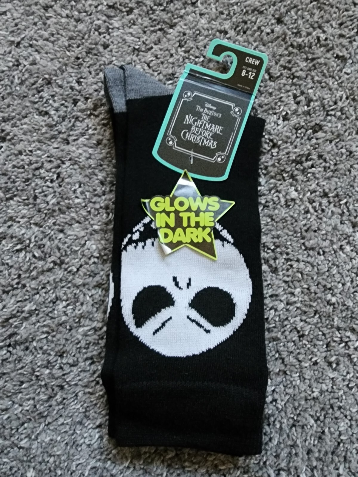 Disney Nightmare Before Christmas Glow In The Dark Crew Socks