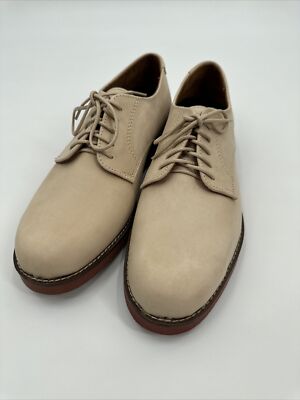 L.L. Bean Men Sz 9.5 D Tan East Point Nubuck Oxford Lace Up Shoes New