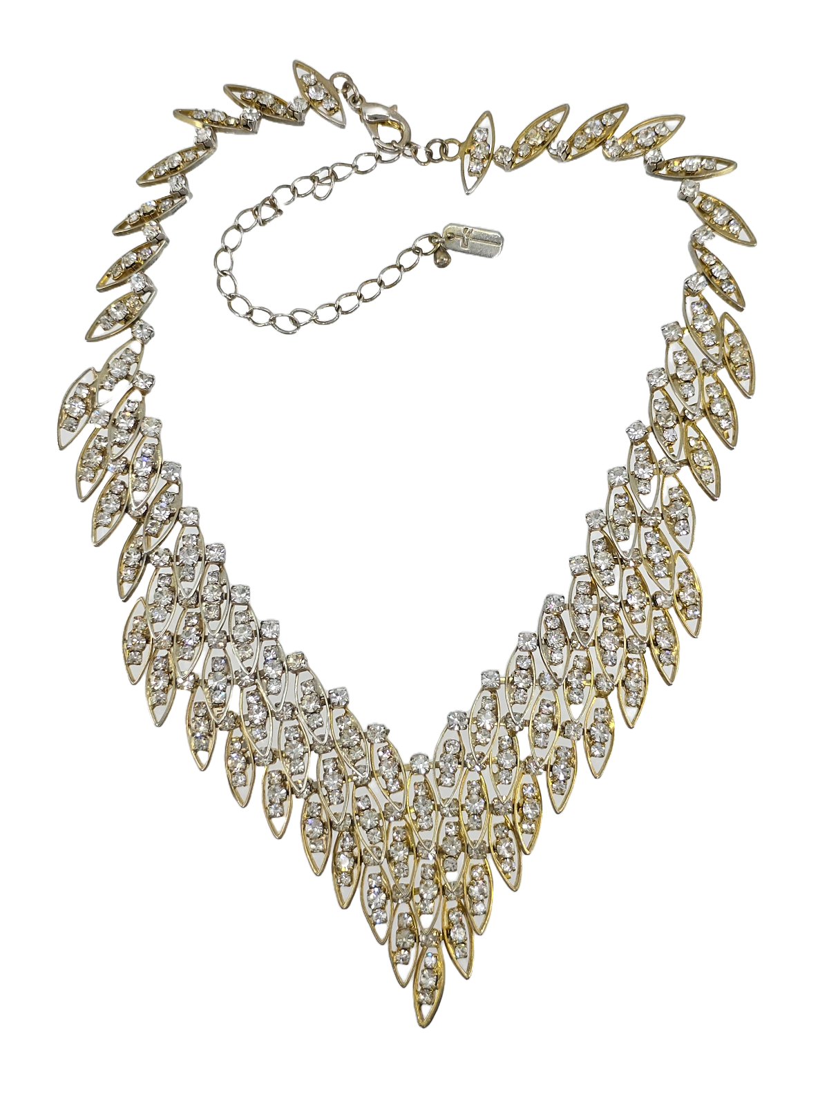 VINTAGE CHRISTINA ELABORATE CRYSTAL JEWELED SIGNED CHOKER NECKLACE ~ 14"