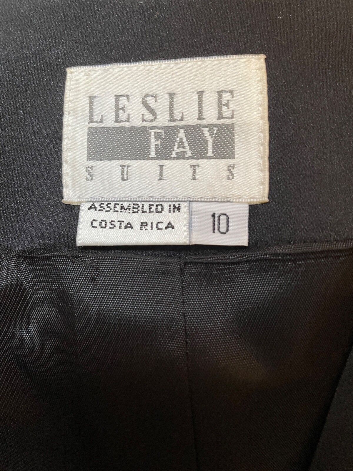 80s vintage Rainbow Black Satin power Suit Leslie Fay 10 M