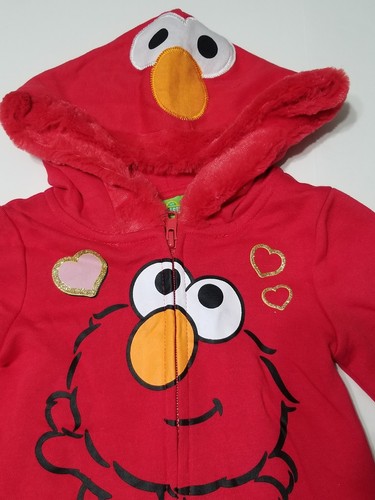 Sesame Street ELMO Toddler Girls Full Zip Hoodie Sweatshirt Jacket 12 MOS NWT