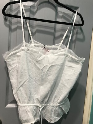 VICTORIA'S SECRET White EYELET VICTORIAN STYLE CAMISOLE TOP large