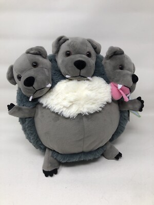 Squishable Minis 3 Three Headed Dog Plush Cerberus Gray 9  Round Plush NWT