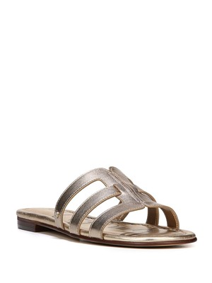 

SAM EDELMAN Женские кожаные шлепанцы на блочном каблуке золотистого цвета Berit, размер 6,5 м, Золотой, E8238S2