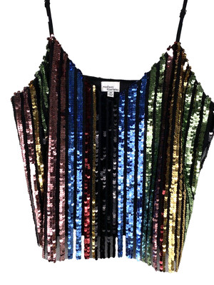 Madison Berkeley Sequins Striped Top M New Years Eve core Holiday Party core