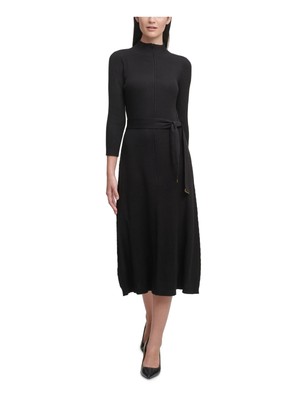 

CALVIN KLEIN Женское серое платье-свитер с рукавом 3/4 и воротником-стойкой Midi Wear To Work Sweater Dress, Серый