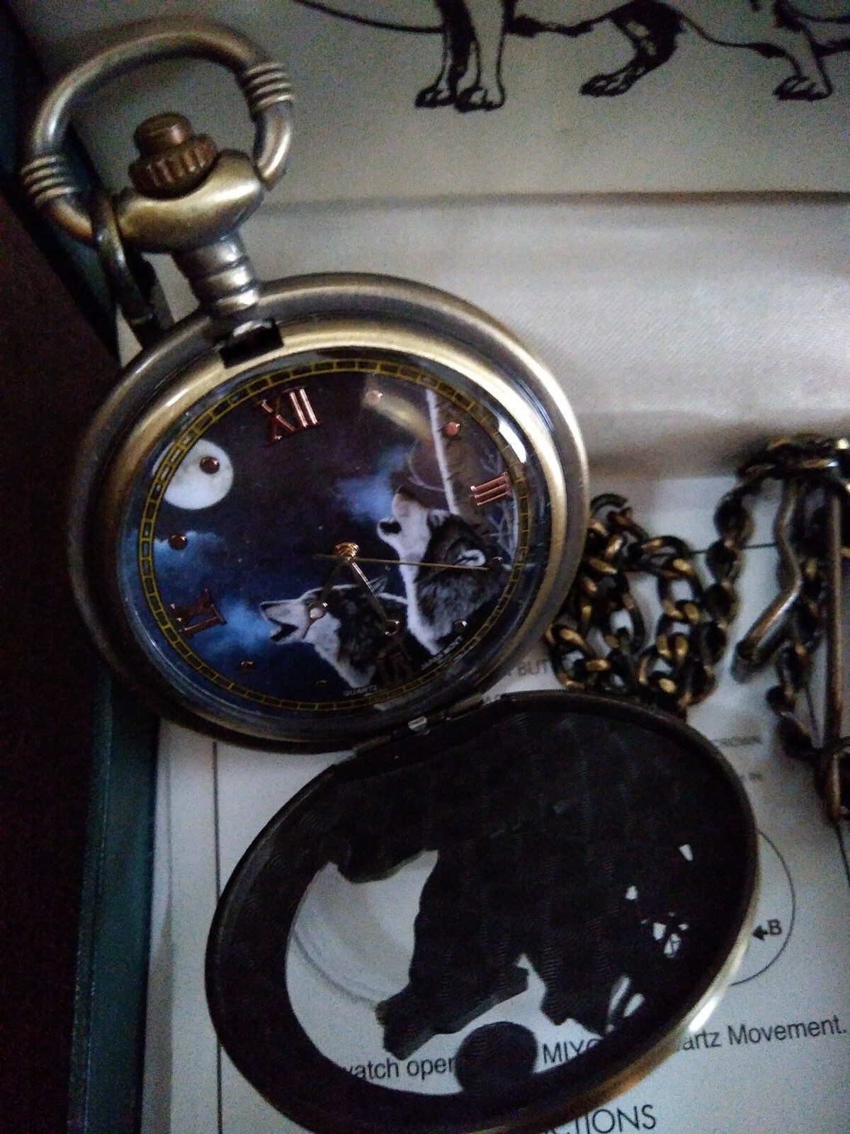 Werewolf bronze pocket watch