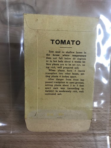 ANTIQUE 1918 TOMATO SEED PACKET / ROUDABUSH SEED STORE, N.C.