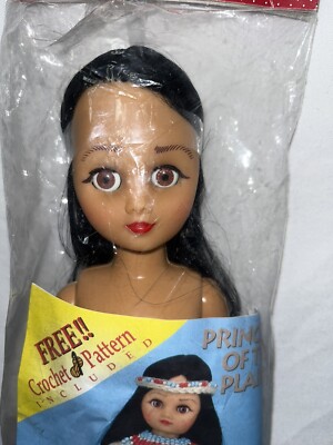 Fibre Craft Doll And Crochet Pattern 3202 NOS Princess Of The Plains Eyes Work