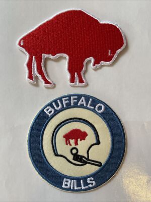 (2) Buffalo Bills vintage embroidered iron on patches Patch Lot 3  X 2.5 , 3 