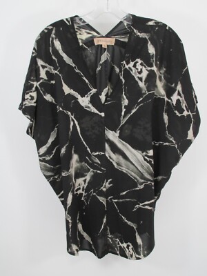 NWOT PHILOSOPHY REPUBLIC CLOTHING Tunic Blouse Women Medium Black Marble Dolman