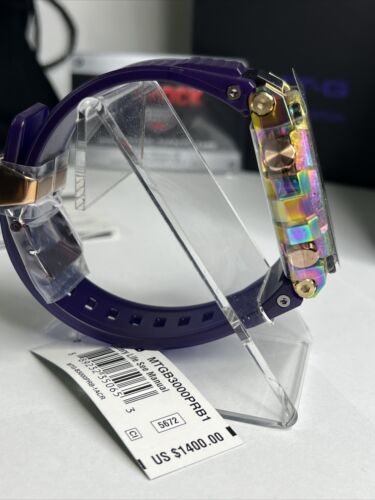 Pre-owned Casio G-shock Aurora Oval Rainbow Ion Plated Le Watch Mtgb3000prb-1acr