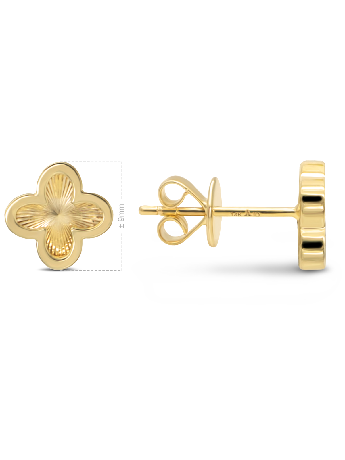 Pre-owned Devata 14k Gold Clover Stud Earrings, Approx. 2.6 Gr Crdy8868