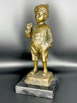 Julius Paul Schmidt-Felling - Knabe mit Zigarette - Scultura Bronzo Germania '20