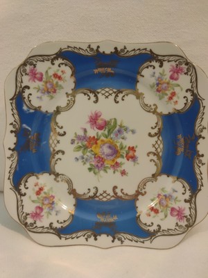 Rare Omeco China Blue Floral Square Salad Plate 