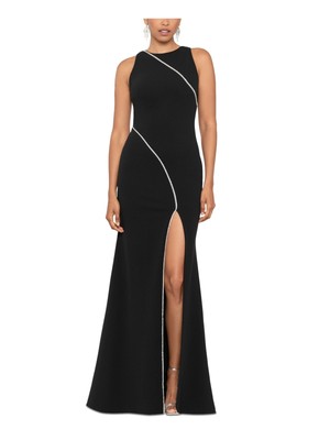 BETSY & ADAM Womens Black Lined High-slit Sleeveless Formal Gown Dress 14