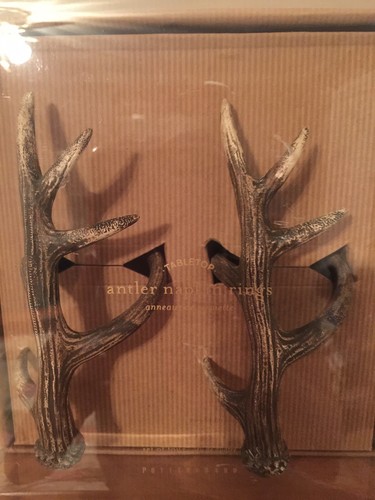 POTTERY BARN ANTLER NAPKIN RINGS, SET OF 4, NEW