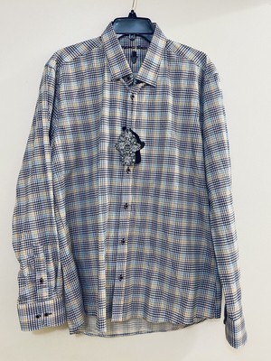 Visconti Black Men s GT-1152 Multi Long Sleeve Cotton Shirt Size XL NWT $155