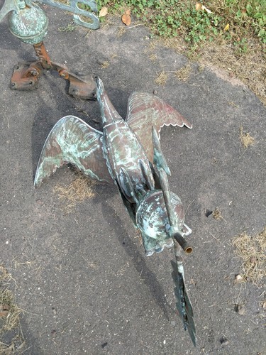 Antique Copper Eagle Weathervane Fabulous Original Verdigris