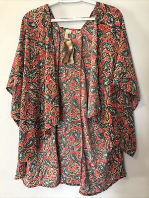 NWT Francesca's Open Front Paisley Kimono Size Small 