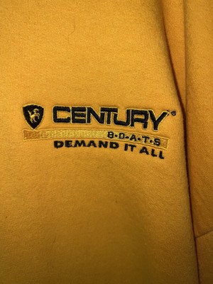 CENTURY BOATS 2XL Yellow Hooded Sweatshirt Hoodie RARE! classic wood chriscraft