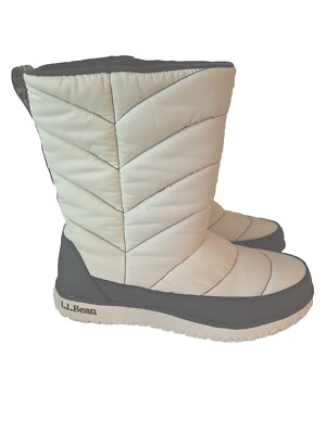 L.L. Bean  Ultralight Boots Side Zip Tall Quilted White Size 8 New