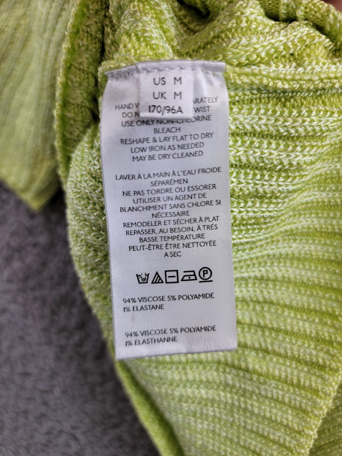 Free People Textured Short Sleeves Crop Sweater Top Women's M Sunny Lime Solid - Picture 15 of 16