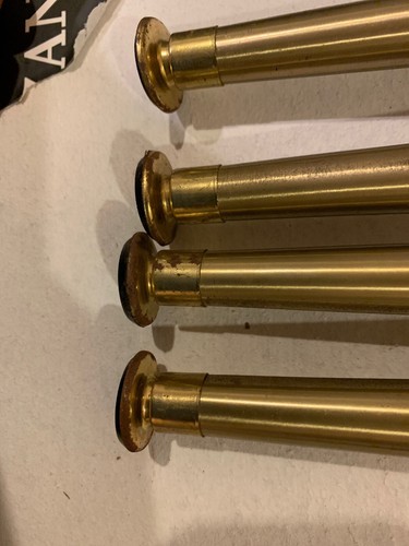 Vtg Lot Of 4 Tapered Brass Metal Furniture Legs Mid Century Modern Retro 14.5