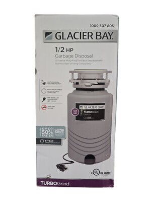 Glacier Bay 10-US-GB500 TurboGrind 1/2HP Garbage Disposal+Power Cord OPEN BOX