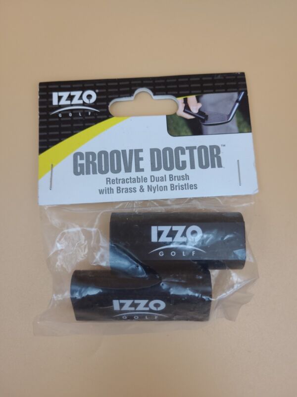 Izzo Golf Groove Doctor Retractable Dual Club Brush Brass and Nylon 2 pack New