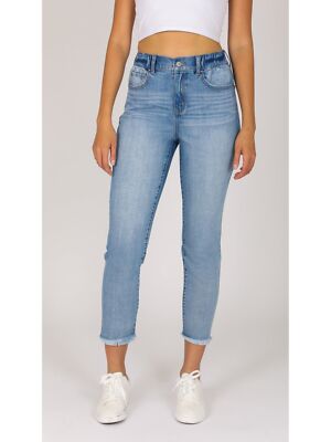 

REWASH Женские синие джинсовые укороченные джинсы на молнии со сверхвысокой посадкой и необработанным краем 5\27, Синий, J22811AG2