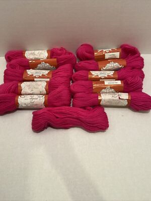 Lot of 11 SHOCKING PINK VTG NOS Scovill Dritz 100% Virgin Wool Needlepoint Yarn