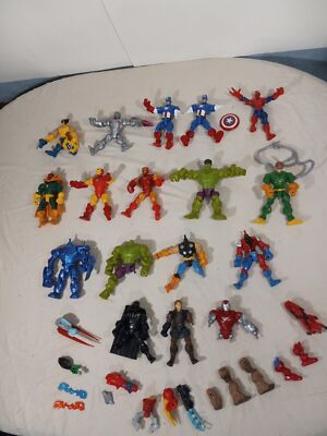 Super Hero Mashers Star Wars & Marvel Action Figures Weapons  Accessories Lot