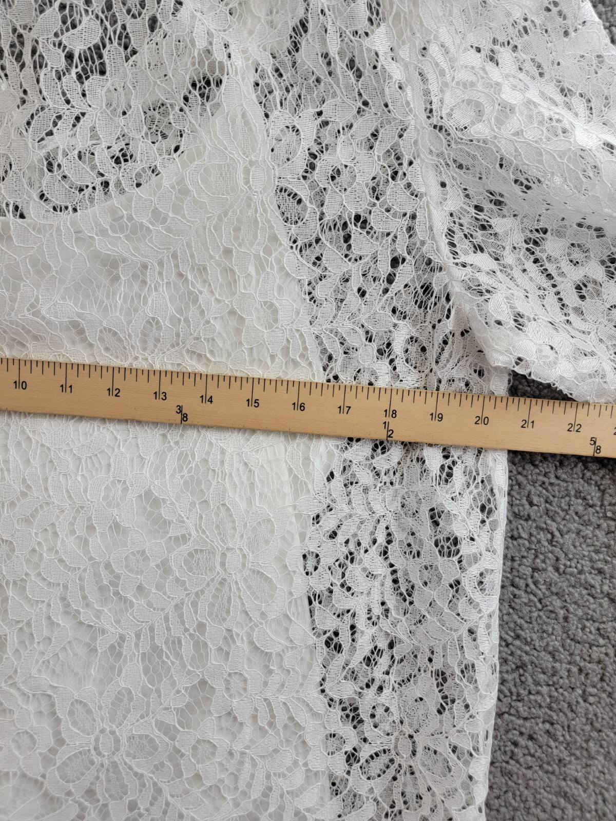 KOKO + MASON Long Sleeve Lace Top Women's S White Ruffled Button Back Closure - Picture 6 of 15