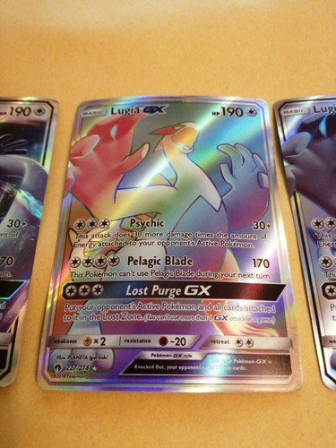 3x Pokemonkarten Lugia GX Rainbow Holo Selten Proxy