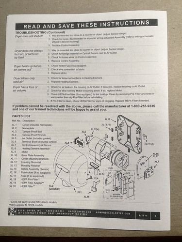 XLERATOR CHROME HAND DRYER XL-C NO TOUCH WALL MOUNT BATHROOM EXCEL XL SB METAL